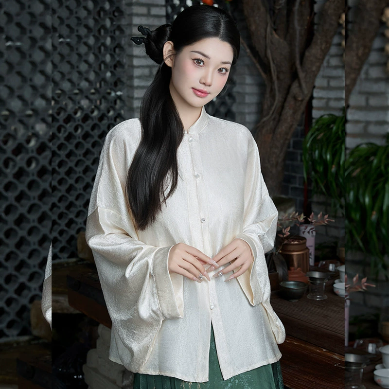 Ling Xiluo новая китайская рубашка ретро с рукавами Ху национальный стиль женская одежда 2025 весна новый топ рубашка