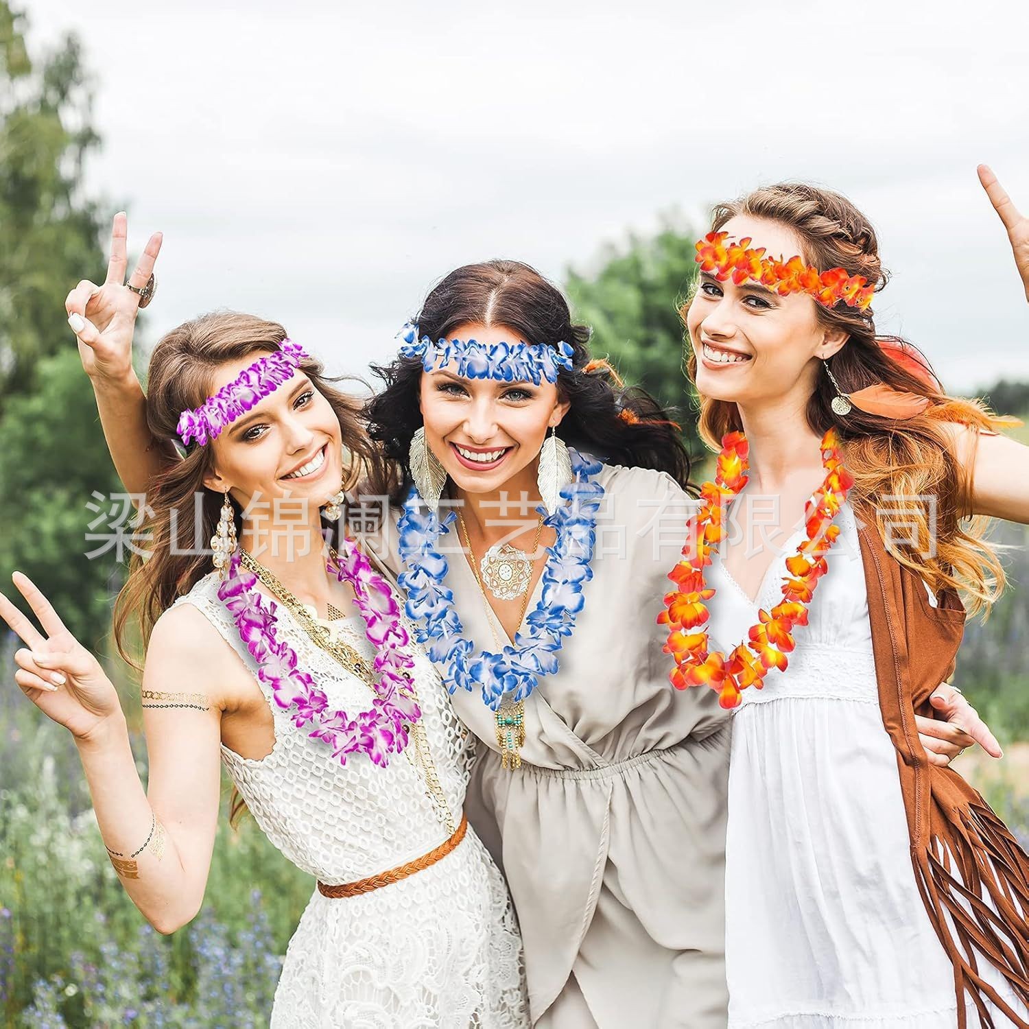 Cross-border 40 guirnaldas conjuntos de espectáculo hawaiano accesorios de espectáculo para adultos fiesta de playa guirnaldas de color al por mayor
