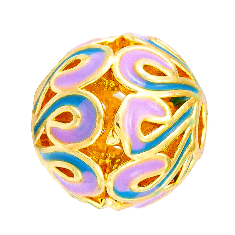 Antiguo método oro goteando aceite azul quemado colgante cuentas Dios de la riqueza atrapador de sueños flor cuentas de tambor accesorios de bricolaje joyería de transferencia