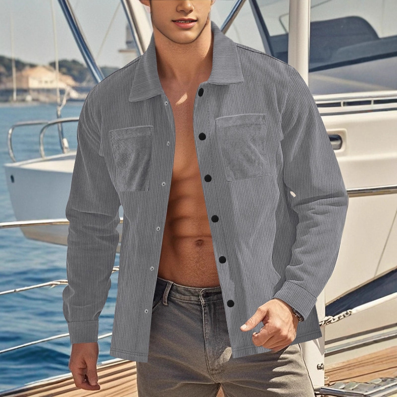 Autumn Winter Men's Plus Size Casual Men's Coat Solid Color Corduroy Button Shirt Men's Cardigan Jacket Autumn Winter Men's Plus Size Casual Men's Coat Solid Color Corduroy Button Shirt Men's Cardigan Jacket
