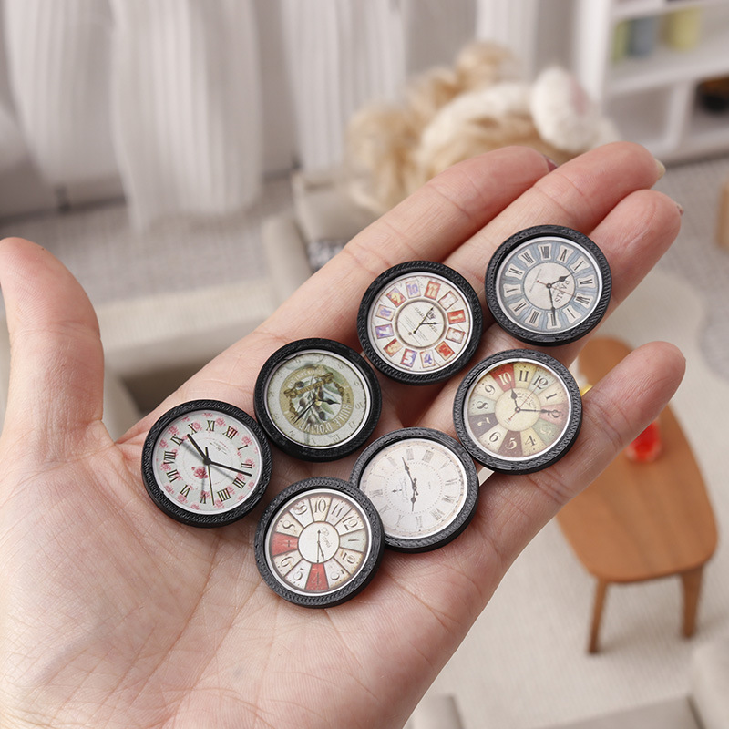 Miniature Model Clock Wall Clock Food Toy Decoration 1:12 Scale Ob11 Dollhouse Pretend Play