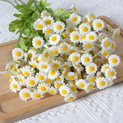 6-Pronged 30-Head Mini Daisy, Chamomile, and Dutch Aster Artificial Silk Flower Bouquet—Wholesale Living Room, Hotel, and Wedding Decorations