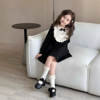 女童小女孩韩版毛衣裙女宝宝针织裙子儿童时髦秋冬童装连衣裙秋装
