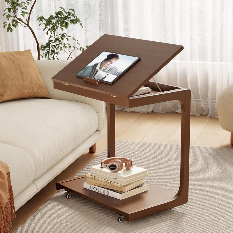 【Dropshipping】Sofa Side Table, Coffee Table, Solid Wood Bedside Table, Living Room Bedside Computer Table, Mobile Small Coffee Table