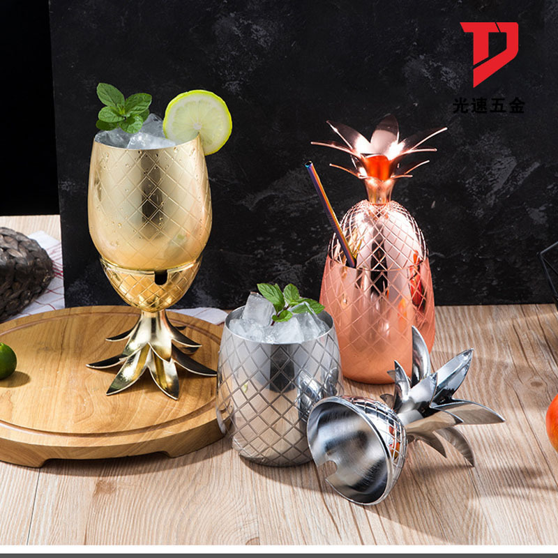 304 de acero inoxidable taza de piña taza de cóctel bar taza de cerveza cóctel personalizado copa de vino de metal