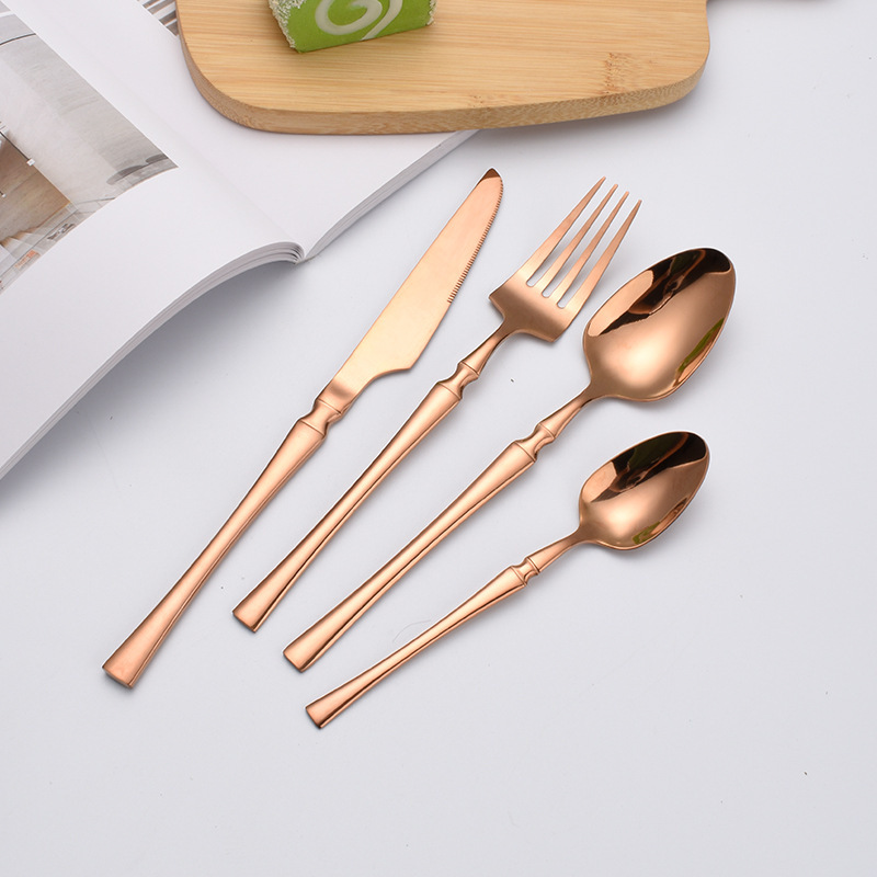 Cross-Border Stainless Steel Western Steak Knife and Fork Four-Piece Set Hotel Tableware Thin Small Waist Spoon Western Nordic Style