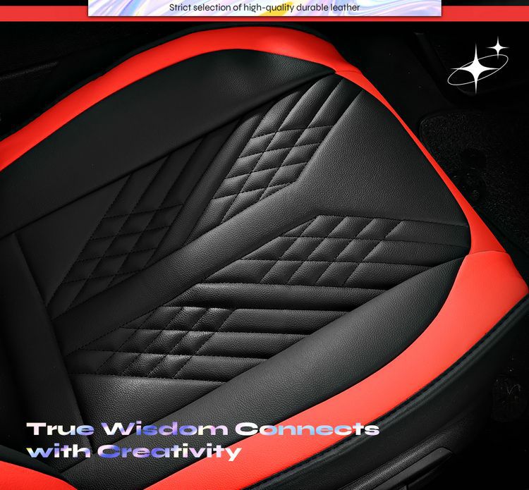 Fashion Sports Car Cushion Four Seasons Universal Full Surrounding High-end Leather Seat Cover Black and White Cushion Light Luxury Seat Cover