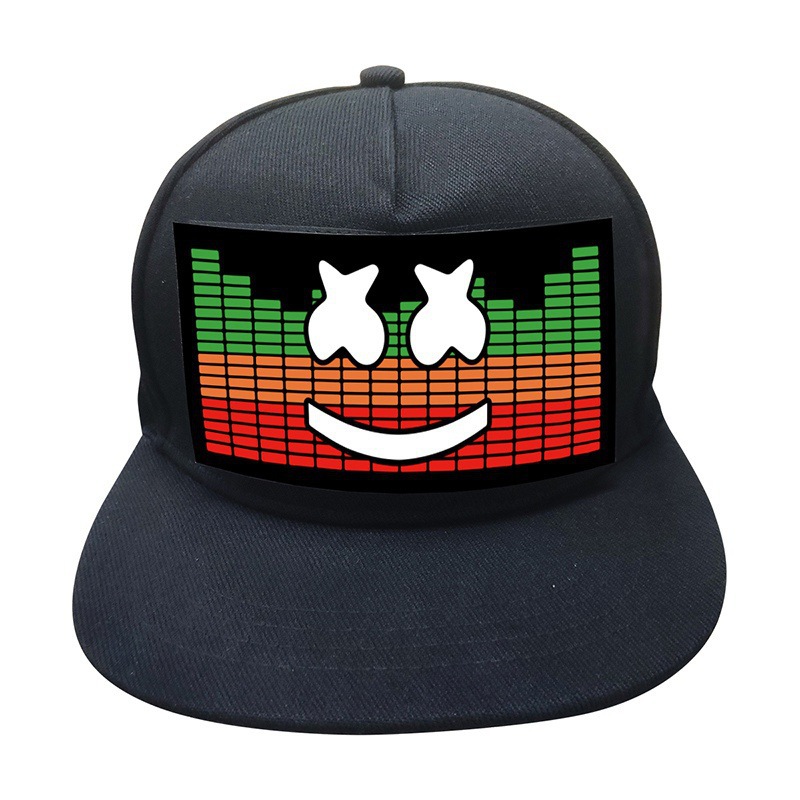 EL Cold Light Film Glow Hat Party Fashion EL Pattern Glow Hat LED Beating Music Baseball Cap