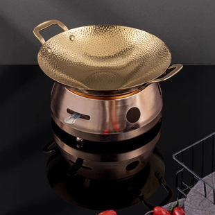 Commercial Hanwang stove stainless steel outdoor single double small hot pot rose gold silver hot pot dry pot alcohol stove