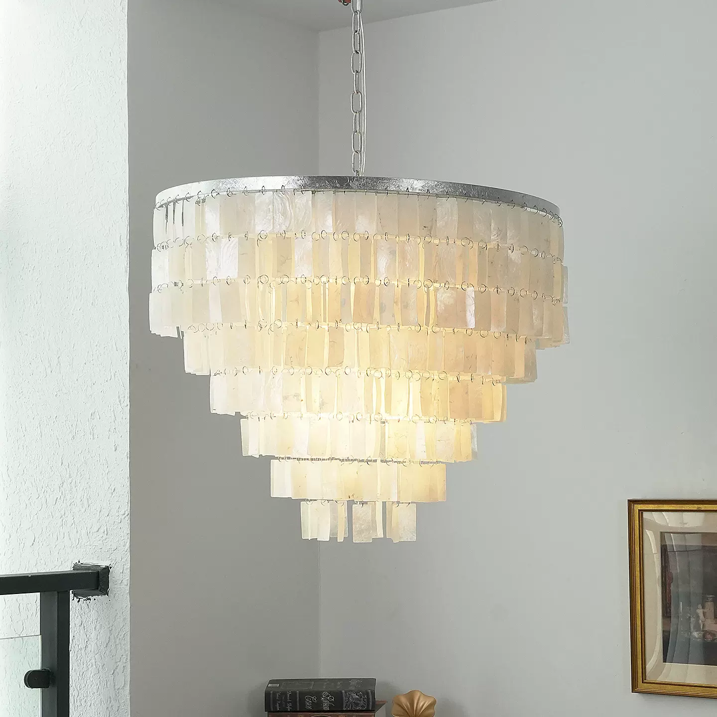 意大利Heart长条贝壳客厅吊灯法式复古创意卧室书房餐厅银箔灯