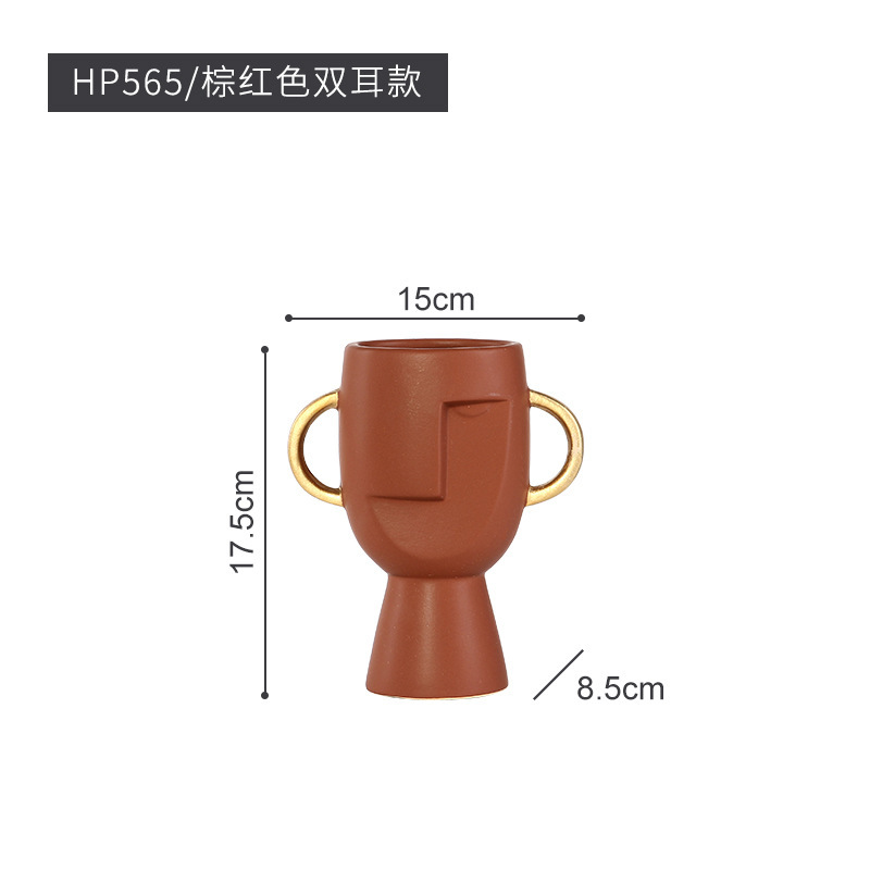 Cara de cerámica florero decoración decorativa nórdica sala de estar TV gabinete mesa de comedor Decoración habitación modelo artesanía decorativa