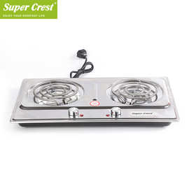 Super Crest 跨境欧规双头电热炉 发热管加热电炉家用双灶新款