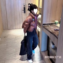 女童冬款外套短款中大童2023秋加绒牛仔裤韩版潮流时髦羽绒服酷