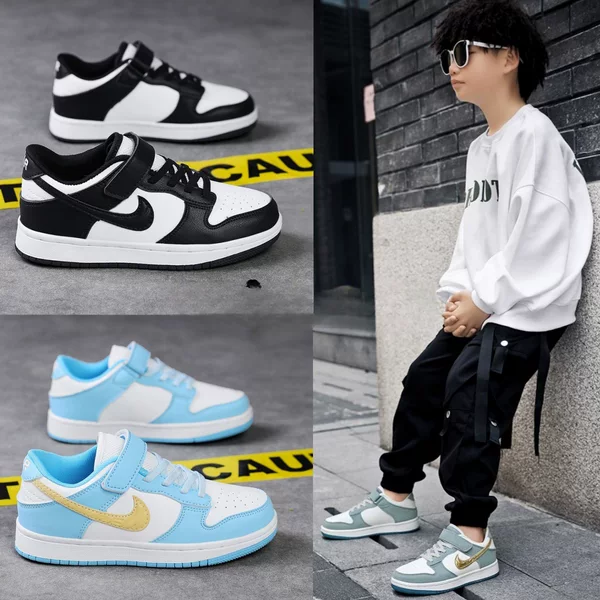 Authentic Putian Kids' Aj Shoes, Children's Green Apple Black and White Dunk Sneakers, Student Boys' Shoes, Sports Shoes for Girls and Middle-Aged Children