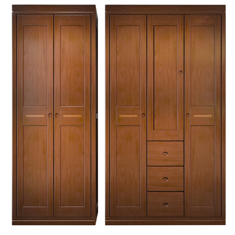 现代中式2门3门4门实木衣柜卧室多层顶柜边柜实木大衣橱平开门柜