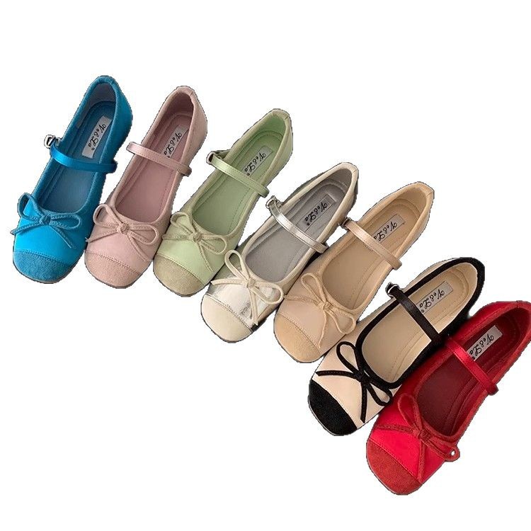 Zapatos Mary Jane de lazo suave francés, zapatos de mujer, aumento de principios de primavera, nuevos zapatos de ballet con faldas, zapatos individuales