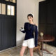 Shenzhen Nanyou High Version 25 Early Spring New Meow Family Fragrant Style Age-reducing One-character Collar Shoulder Long-sleeved Knitted Sweater for Women