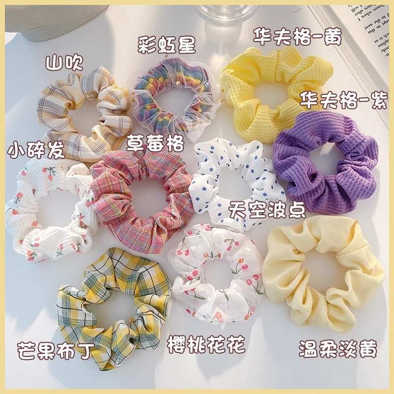 Banda para el cabello anillo de intestino grueso cabeza de corbata femenina de alto grado diadema de estilo coreano hembra grasa salchicha cuerda de pelo cabeza de bola tocado de goma tocado de flores