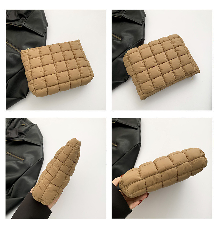175g Weight Synthetic Leather Lining Material Magnetic Buckle Closure Type / Strap Type Clutch Bag Bags Type Holiday, Travel Occasion Cotton Material Lattice, Solid Color Pattern All Seasons Season Women's Gender Basic, Classic Style Style Medium Size Basic Classic Style Lattice Solid Color Cotton Makeup Bags 无