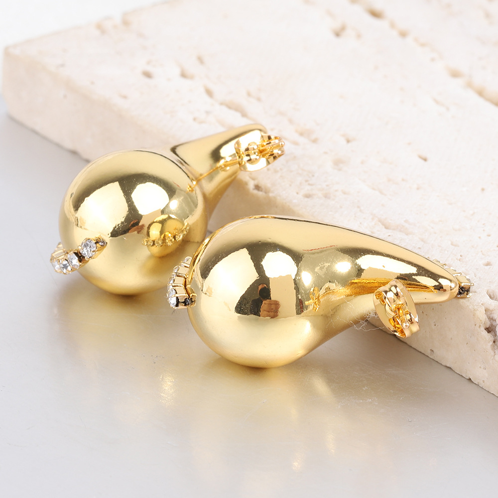 Water Droplets Pattern Women's Gender Plating, Inlay Design 1 Pair Simple Style Water Droplets Plating Inlay Titanium Steel Zircon 18k Gold Plated Ear Studs