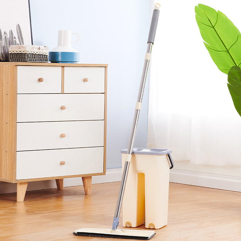 Fregona ahorro de trabajo hogar actualizado raspado fregona perezosa fregona plana cubo húmedo y seco traje de doble uso tienda departamental