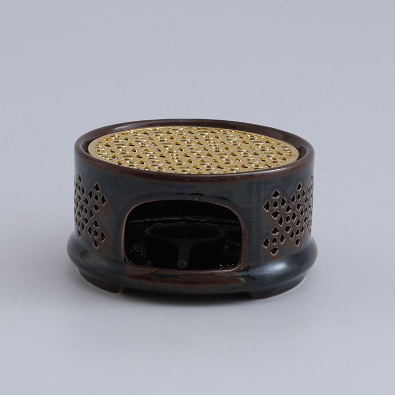 Calentador de té con diseño de horno hueco que cambia de color, calentador de velas para restaurantes, hoteles y uso doméstico, tetera aislada con forma de flor, calentador de té esmaltado en horno.