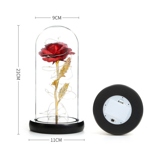 Eternal Flower Glass Dome Acrylic LED Lamp Gold Foil Rose Mother's Day 520 Valentine's Day Gift for Girlfriend