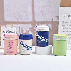 Ins-style high-end beauty influencer's big gulp cup, 316 stainless steel straw thermos, portable cute mini coffee water cup