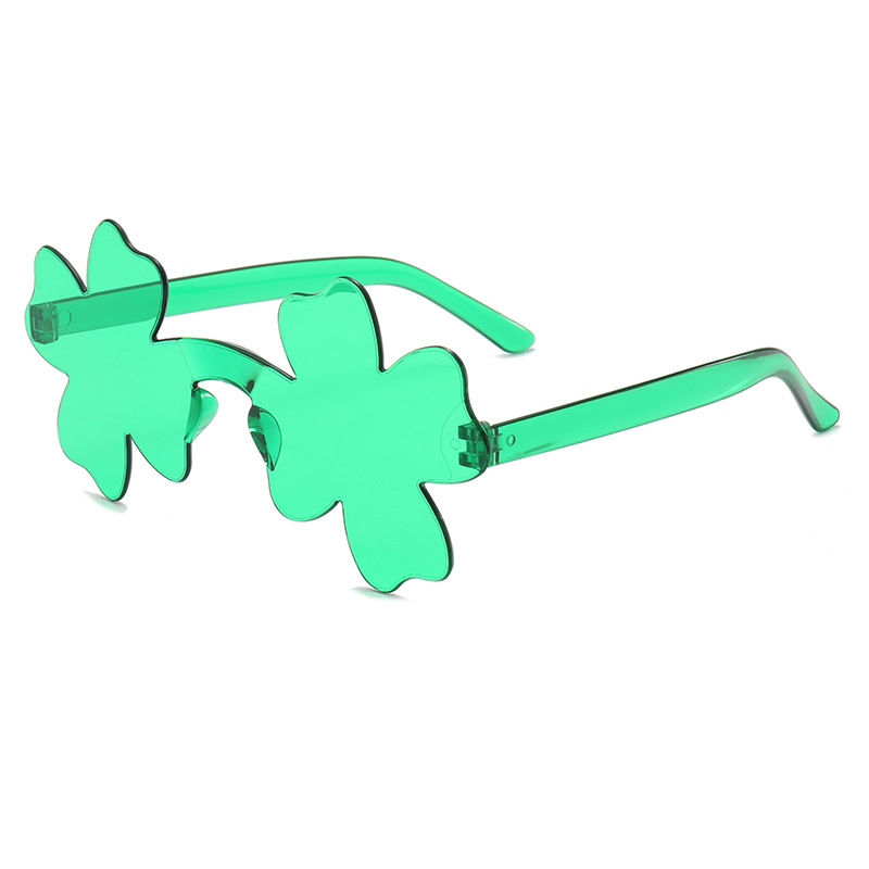Four-leaf Clover Frameless Sunglasses For Women St Patricks Day_voghion.com