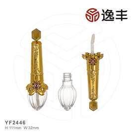 复古浮雕高级金色带宝石南瓜造型唇彩瓶唇蜜瓶唇釉瓶包材逸丰批发