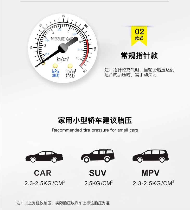 Car Digital Display Preset Tire Pressure Inflator Pump Tire Inflation Mini Portable Handheld Car Inflator Pump for Bicycle