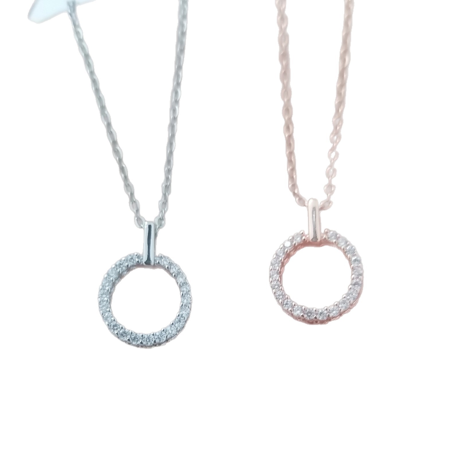 Full Diamond Circular Necklace Simple Geometric Pendant Clavicle_voghion.com