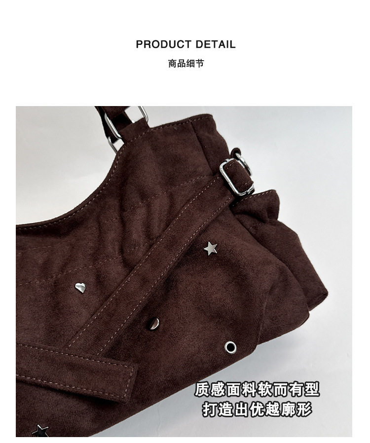 Túi tote da lộn mềm dáng shopping, túi đeo vai và đeo chéo dung lượng lớn — màu cà phê, màu nâu, màu trắng ngà, màu xám chi tiết 5
