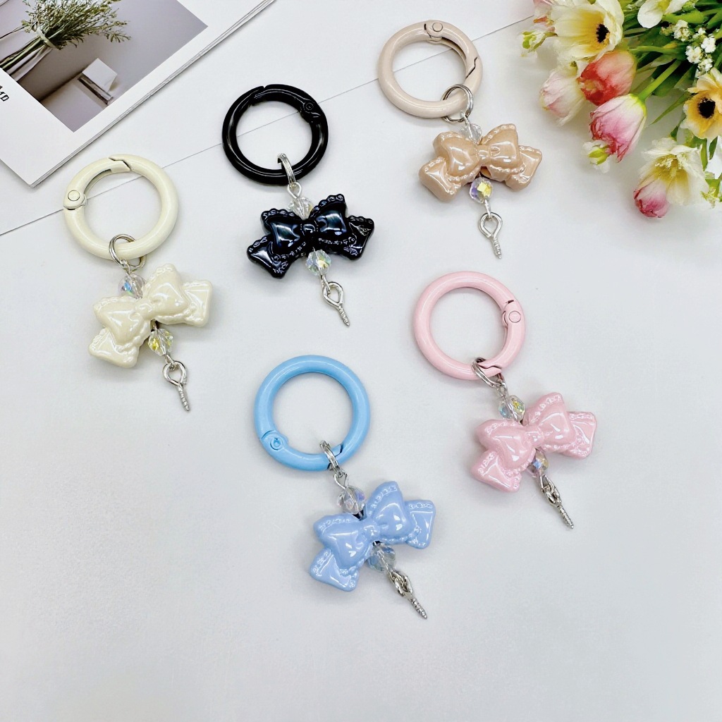 可爱蝴蝶结挂件手机饰品配件合金扣提溜萌粒挂链diy饰品包包挂链