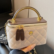 跨境牛仔绣线链条盒子包女2025新款时尚菱格约姿单肩斜挎小方包