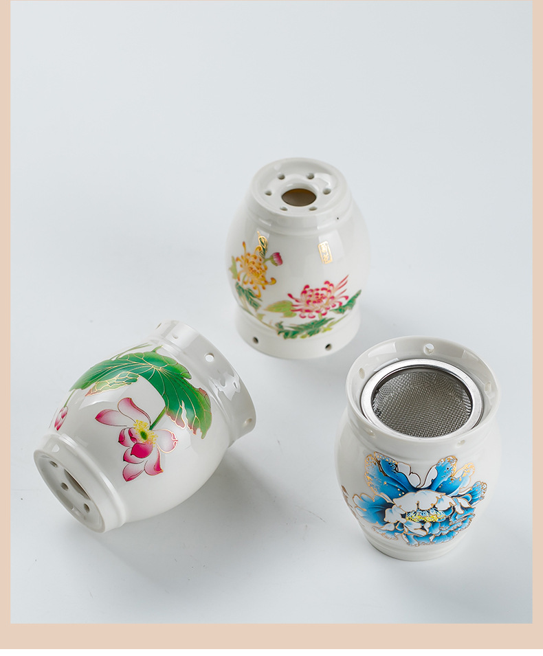 Ceramic Moxibustion Jar Multi-Purpose Home Facial Moxa Box with Steel Mesh and Cloth Cover for Warming Therapy details