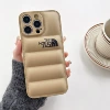 Down jacket, beige phone case