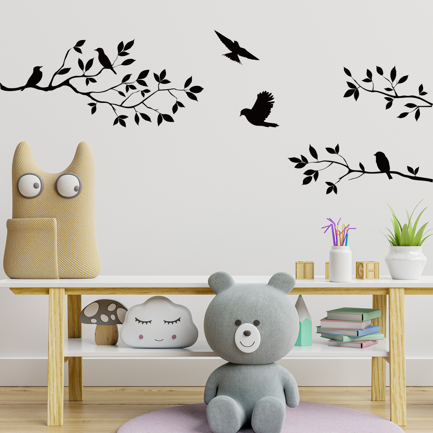 Branch bird wall sticker removable bedroom living room TV background decorative wall sticker ZY8208 TV wall decoration 3