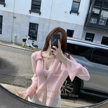 CloudSweet白云甜pring温香迷雾 马海毛针织开衫女春薄款翻领小衫