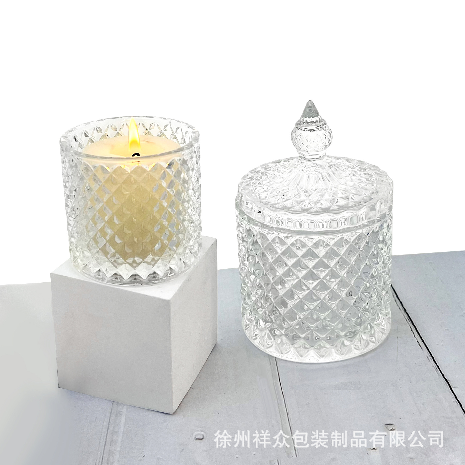 Taza de cristal transparente vela de cristal de Mongolia olor de almacenamiento multifuncional atmósfera de latas de vidrio