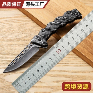 厂家浮雕钢柄折叠刀不锈钢户外刀具荒野求生战术刀 登山随身露营