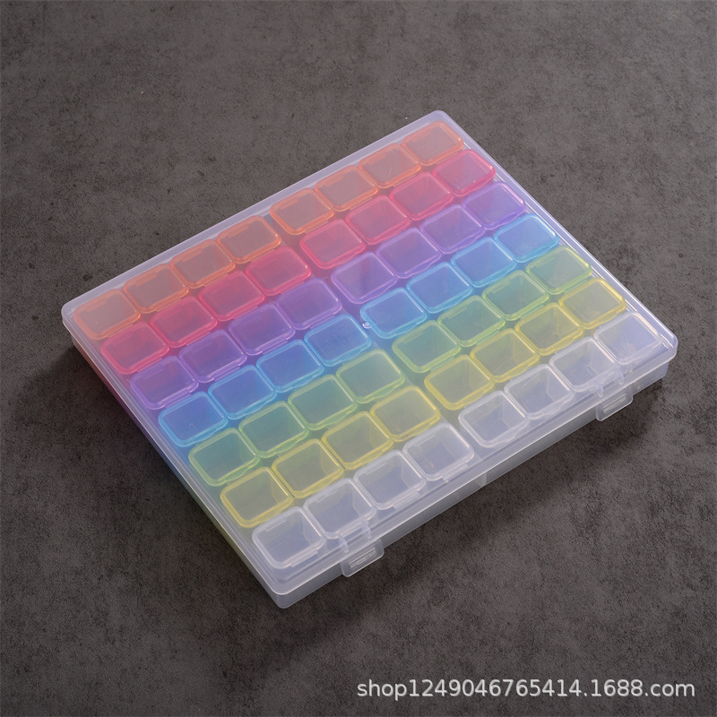 Colorful Detachable 56-grids Transparent Plastic Box Mobile Phone Parts Nail Art Colorful Brick Fishing Hook Jewelry Multi-grids Sample Display Box