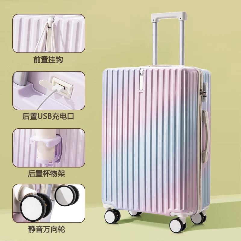 Mujeres japonesas de moda, color gradiente, maleta fresca, 28 maletas de viaje de contraseña de estudiantes