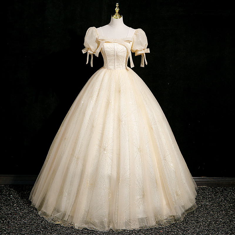 Vestido de noche de lujo ligero de gama alta nicho de música vocal examen de belleza rendimiento de la princesa en fuga de vestido de adulterio de mujer