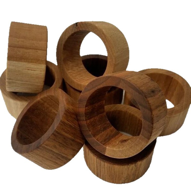 Hotel simple servilleta redonda de madera hebilla anillo de servilleta de grano redondo anillo de tela de boca Fábrica al por mayor