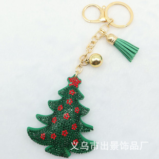 Christmas tree key chain rhinestone tassel bag pendant accessories creative gift stall jewelry factory direct supply
