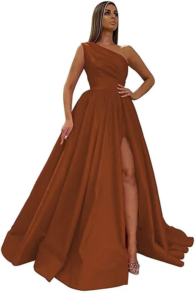 Comercio exterior europeo y americano Amazon AliExpress wish señoras nuevo vestido de noche de un solo hombro vestido de noche de satén dividido sexy