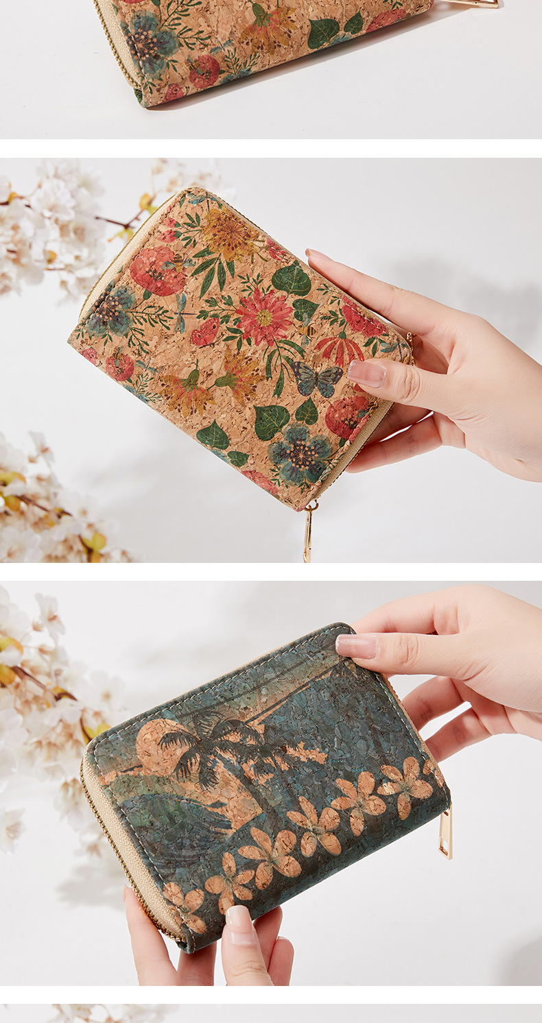 67g Weight Polyester Lining Material Zipper Closure Type Coin Purse Bags Type 1 Piece Quantity Women's Flower Pu Leather Zipper Wallets