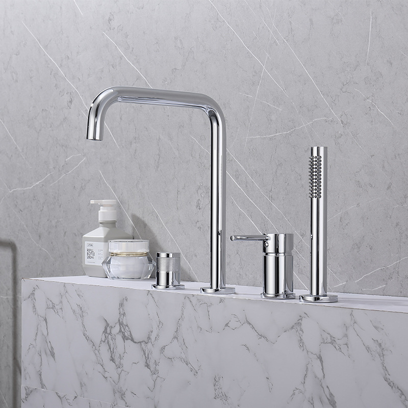 All-Copper Light Luxury Bathtub Faucet, Side-Mounted Split Four-Piece Set, Copper Bathtub, Massage Pool Faucet