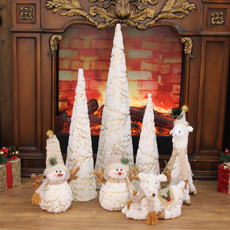 아마존 크리스마스 장식 패브릭 탑 콘 모양의 크리스마스 트리 창 로비 바 크리스마스 장식 장식품